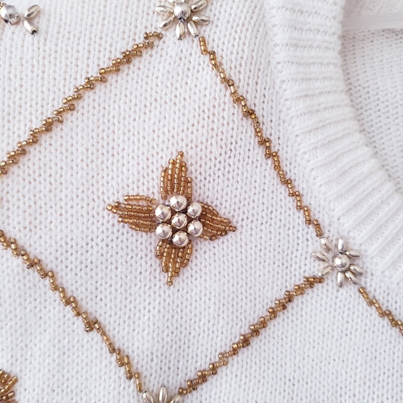 Vintage Victoria Harbour Gold Beaded Knit Sweater - Picture 13 of 15